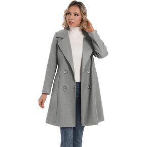 TONCHENGSD Women's Notched Lapel Double Breasted Wool Blend Outwear Winter Coat