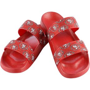 FOCO Women's NFL Team Logo Double Strap Shimmer Sandals