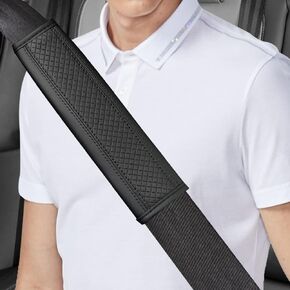 2Pcs Safety Belt Shoulder Pad Breathable Leather car Safety Belt Cover, More Comfort Driving Cushion Helps Protect Your Neck and Shoulders, Univrisal for Car Truck, SUV (Black)