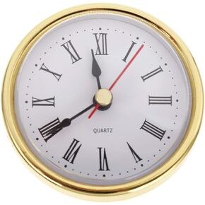 Classic Clock Movement 2-1/2 (65mm) Round Roman Numeral Quartz Clock Insert with Gold Trim Home Decor