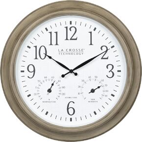 La Crosse Technology 404-89027-INT 18-inch Indoor/Outdoor Brown Atomic Analog Wall Clock