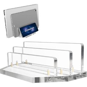 UCINNOVATE Vertical Laptop Stand, Acrylic laptop holder desk with Adjustable Dock, Dual Desktop Notebook Stand Fits All MacBook/Surface/Gaming Laptop/iPad/Pro/Chromebook/HP/Dell/Computer/Keyboard