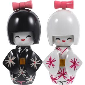 Tofficu 2pcs Office Decore The Office Decor Pupl Japanese Kimono Doll Japanese Style Ornament Puppets Crafts Kimonos Doll Artistic Kimono Doll Small Decorate Statue Decorations Gift Wooden