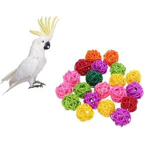Stock Show 10Pcs/Pack 1.57" Rattan Balls Bird Chew Toy DIY Accessories Toy for Parrot Budgie Parakeet Cockatiel Conure Lovebird Finch Macaw African Grey Cockatoo(Color Assorted)
