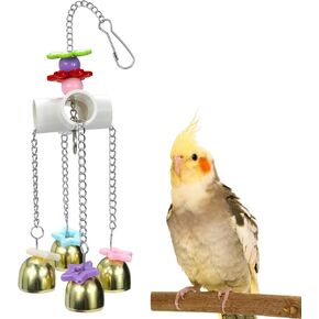 Litewoo Bird Stainless Steel Bell Toys, Safe and Stable Hanging Spoons Pipe Chew Bite Toy（A）