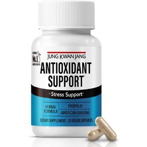 JungKwanJang Antioxidant Support Blend - Boost Immunity and Energy with Propolis (229mg) and American Ginseng (143mg), 30 Capsules for Men and Women