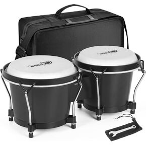 Bongo Drums 6.5" and 7.5", Birch Percussion Instrument Bongos for Adults Beginners,Buffalo Hand Drum with Carry Bag and Tuning Wrench for Education and Practice.