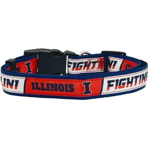 NCAA PET Collar Illinois Fighting Illini Dog Collar, Small Collegiate Team Collar for Dogs & Cats. A Sporty, Shiny & Colorful Cat Collar & Dog Collar Licensed by The College