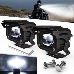Motorcycle Auxiliary Lights Kit LED Pods Spot Driving Fog Lights with Switch Wiring Harness Mount Brackets Kit for Adventure Touring Cruiser Sport Motorcycle Streetbike ATV UTV
