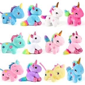 12Pcs Mini Plush Unicorn Stuffed Animals Unicorn Party Favor Bulk Toys Assortment 4.8" Inch Keychain for Goodie Bag Stocking Stuffers Pinata Fillers Kid Girl Birthday Party Favor Gift Carnival Prize