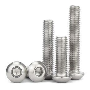 50Pcs Button Head Hex Socket Cap Screws Bolts, 304 (18-8) Stainless Steel, Metric M6 x 8/12/16/20/30mm Allen Head Hex Drive Machine Screws Set with Hex Wrenches, Fully Threaded Pitch: 1.0mm
