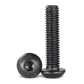 M4-0.7 x 12mm Button Head Socket Cap Bolts Screws, 10.9 Grade Alloy Steel, Black Oxide Finish, Machine Thread, Allen Socket Drive, Quantity 100