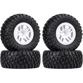 4PCS 115mm Tires and Wheels Rims for 1/10 RC Short Course Truck Car Parts (White A)
