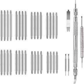 Watch Pins Replacement Kit, 37 PCS Watch Spring Bar Tool Heavy Duty Stainless Steel Watch Band Pins Set Watch Link Removal Kit Watch Band Tool Wrist Bands Strap Removal Repair Fix Kit Diameter 1.5mm