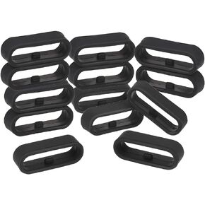 12 Pcs Watch Straps Retaining Loops, 20mm Rubber Watch Band Loops Replacement Silicone Watchband Fastener Rings Watch Strap Holder Loop Men's Black Watch Strap Keeper Smartwatch Accessories Parts in Saudi Arabia
