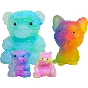 4 Packs Colorful Dog and Bears Squishies Set,Perfect Kawaii Squeeze Toy and Decor,Crystal Jelly Animals Toys Ideal for Party Favors and Kids Gifts(Random Color)