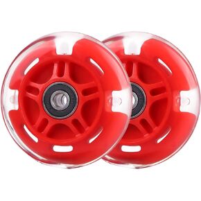 Rear 80mm Light Up White Flashing 3-Wheeled Kid Scooter Replacement Wheels for Kid Push Kick Scooter, 2-Pack (Black)