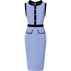 Women's Work Dresses Contrast Color Professional 2024 Sheath Dress