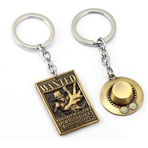 2 Pcs Hot Japan Anime One Piece Keychain Portgas D Ace Key Chain Cosplay