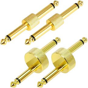 Guitar Pedal Coupler, 6.35mm (1/4") Effect Pedal to Pedal Connectors, Male to Male Straight Type and Z Type Plug Adaptor for Guitar Pedal-Board Instead of Patch Cable (4 Pcs)
