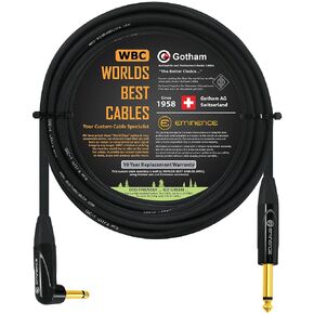 أفضل الكابلات في العالم بطول 18 قدم - Gotham GAC-1 Ultra Pro - كابل أداة جيتار باس ممتاز ومنخفض السعة - مع موصلات مستقيمة إلى زاوية 1/4 بوصة مطلية بالذهب in Saudi Arabia