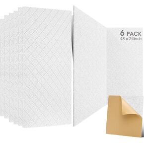 6 Pcs Large Sound Absorbing Panels Acoustic Panels 48 x 24 x 0.4 Inches Soundproof Panels for Walls Adhesive Acoustic Panels Sound Dampening Panels Decorative Noise Reducing Panels(Black)