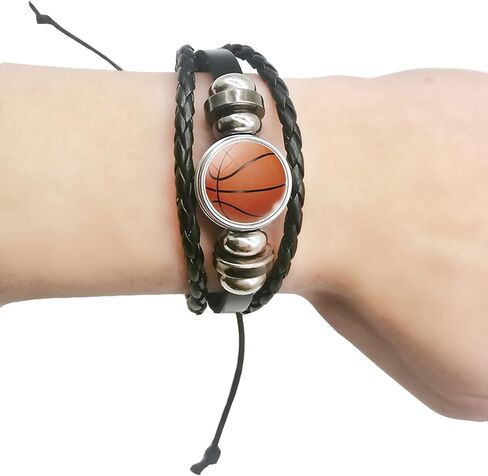 سوار رياضي - 7 هدايا رياضية، كرة السلة، كرة القدم، الكرة اللينة، كرة القدم الأمريكية، الكرة الطائرة، التنس، البلياردو، أساور مضفرة قابلة للتعديل للفتيات والفتيان، عبوة سوداء مكونة من قطعة واحدة in Kuwait