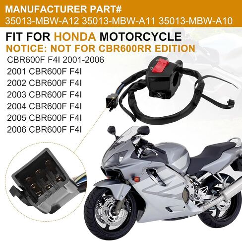مفتاح التحكم في اليد اليمنى مفتاح المقود مفتاح إيقاف التشغيل لهوندا CBR600F CBR600F4 2001-2006 35013-MBW-A12 35013-MBW-A11 35013-MBW-A10 in Saudi Arabia