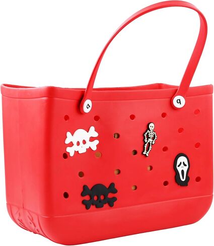 Black Skull Charm Accessory for Bogg Bag and Simply Southern Tote,Halloween Decorative Inserts Accessories for DIY Your Beach Bag in Saudi Arabia