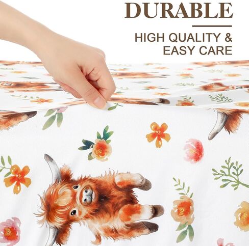 4 Pack 52" x 28" Changing Pad Cover for Boys Girls Highland Cow Eucalyptus Leaf Floral Pattern Neutral Nursery Decor Change Table Covers Soft Changing Pad Sheets for Baby Girls Baby Boys in Saudi Arabia