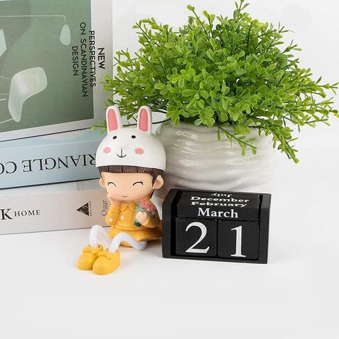 تقويم كتلة للمكتب، قالب خشبي لعرض تاريخ الشهر لتزيين المكتب المنزلي (أسود) in Kuwait