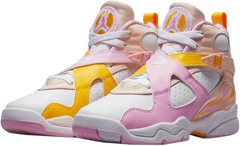 حذاء Jordan Air Jordan 8 Retro (للأطفال الكبار) برتقالي لؤلؤي/وردي قطبي فاتح/أبيض/University 4 Big Kid M in Saudi Arabia