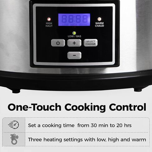 6 Quart Programmable Slow Cooker with Silicone Divider, Multi Slow Cooker with Timer, 3 Cooking Mode Digital Slow Cooker, Dishwash Safe, Removable Ceramic Pot and Glass Lid, Silver in Saudi Arabia