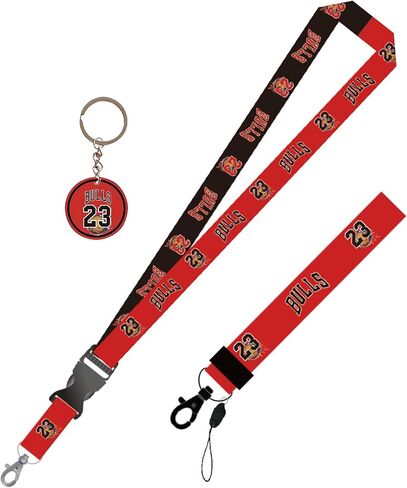 حزام معصم وحبل رقبة رائع، مع سلسلة مفاتيح شخصية 23 جيرسي مع حبل على شكل علامة تجارية رياضية لكرة السلة مناسب لمحبي الأولاد والبنات والمراهقين in Kuwait