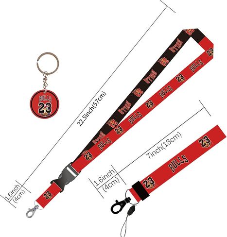 حزام معصم وحبل رقبة رائع، مع سلسلة مفاتيح شخصية 23 جيرسي مع حبل على شكل علامة تجارية رياضية لكرة السلة مناسب لمحبي الأولاد والبنات والمراهقين in Kuwait
