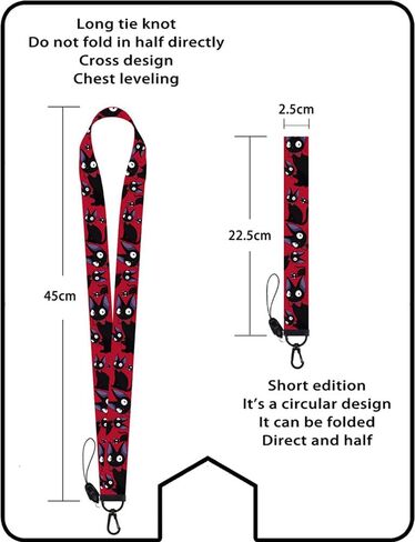 Kikis Cat Delivery Service Lanyard، Anime Kiki's Black Cat Cosplay سلسلة مفاتيح قصيرة طويلة + قصيرة 2 قطعة مجموعة in Kuwait