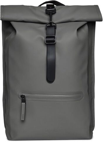 حقيبة ظهر RAINS Rolltop - حقيبة ظهر - حقيبة ظهر مقاومة للماء للنساء والرجال - حقيبة ظهر للسفر والعمل (رمادي) in Kuwait
