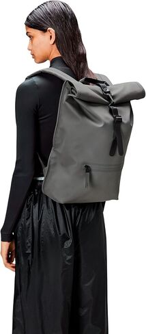 حقيبة ظهر RAINS Rolltop - حقيبة ظهر - حقيبة ظهر مقاومة للماء للنساء والرجال - حقيبة ظهر للسفر والعمل (رمادي) in Kuwait