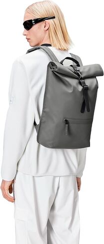 حقيبة ظهر RAINS Rolltop - حقيبة ظهر - حقيبة ظهر مقاومة للماء للنساء والرجال - حقيبة ظهر للسفر والعمل (رمادي) in Kuwait