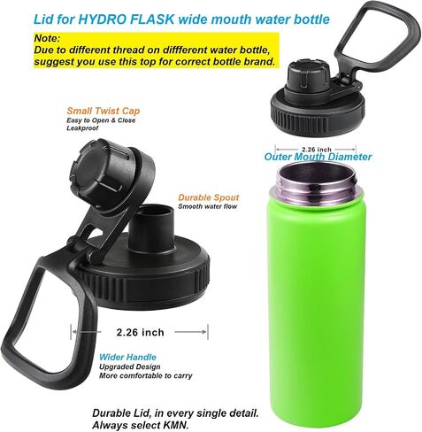 Lid for Hydro Flask Wide Mouth Sport Water Bottles, Spout Lid for Hydroflask 18 oz 32 oz 40 oz Wide Mouth Bottle Lid Replacement Cap (Black) in Saudi Arabia