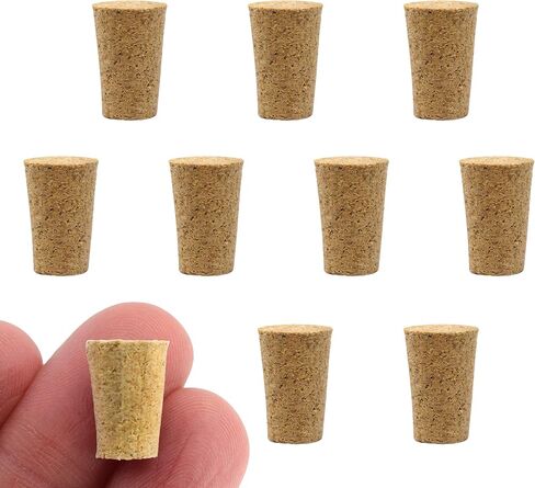 سدادات فلين EISCO 10PK، مقاس #0-7 مم من الأسفل، 10 مم من الأعلى، طول 13 مم - شكل مدبب، مادة لحاء طبيعية - رائعة للاستخدام المنزلي والمختبري in Saudi Arabia
