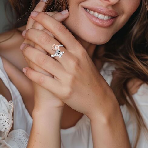 925 Sterling Silver Highland Cow Necklace and Ring set Adjustable Open Ring Cute Animal Cow Jewelry Gifts for Women Girls Graduation Gift in Saudi Arabia