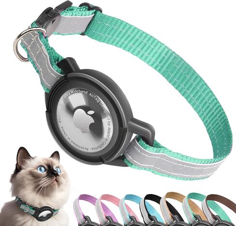 Airtag Cat Collar Breakaway, Reflective Kitten Collar with Apple Air Tag Holder and Bell for Girl Boy Cats, Lightweight Cat Collars for Apple AirTag, Hidden GPS Tracker Holder for Cats, Black (9-13") in Saudi Arabia