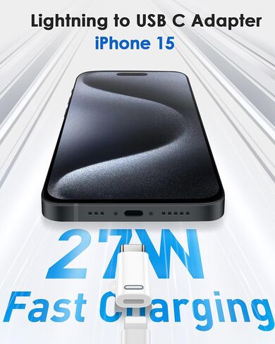 4 حزم محول Lightning إلى USB-C لهاتف iPhone 15/15 Pro Max، TIEKIANG 27W شحن سريع لهاتف iPhone 15/Plus/Pro/Pro Max والمزيد من الأجهزة من النوع C، يدعم نقل البيانات، غير مصمم للصوت/OTG in Saudi Arabia