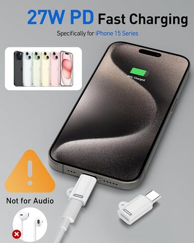 4 حزم محول Lightning إلى USB-C لهاتف iPhone 15/15 Pro Max، TIEKIANG 27W شحن سريع لهاتف iPhone 15/Plus/Pro/Pro Max والمزيد من الأجهزة من النوع C، يدعم نقل البيانات، غير مصمم للصوت/OTG in Saudi Arabia