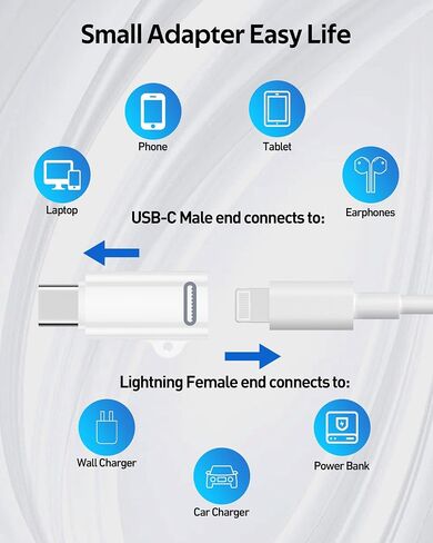 4 حزم محول Lightning إلى USB-C لهاتف iPhone 15/15 Pro Max، TIEKIANG 27W شحن سريع لهاتف iPhone 15/Plus/Pro/Pro Max والمزيد من الأجهزة من النوع C، يدعم نقل البيانات، غير مصمم للصوت/OTG in Saudi Arabia