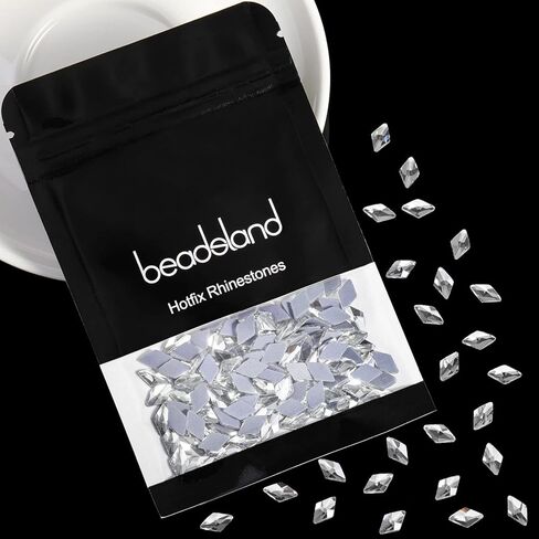 Beadsland 144 قطعة كريستال ألماس الإصلاح العاجل، أحجار الراين على شكل أحجار كريستال زجاجية مسطحة، 6ⅹ10 مم in Kuwait