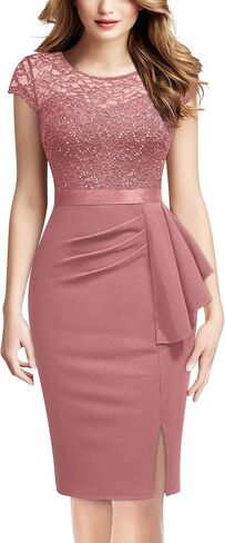 Miusol Women's Elegant Cap Sleeve Sequin Lace Cocktail Dress in Saudi Arabia
