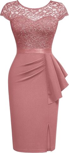 Miusol Women's Elegant Cap Sleeve Sequin Lace Cocktail Dress in Saudi Arabia