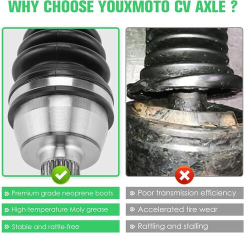 Youxmoto Front Left/Right CV Axle & Wheel Bearing Kit Fit for Polaris Ranger 500 700 800 4x4 EFI 2009 2010 2011 2012 2013 2014 2015 2016, 4340 Chromoly Steel Drive Shaft CV Axles, For 1332606, 1332856 in Saudi Arabia